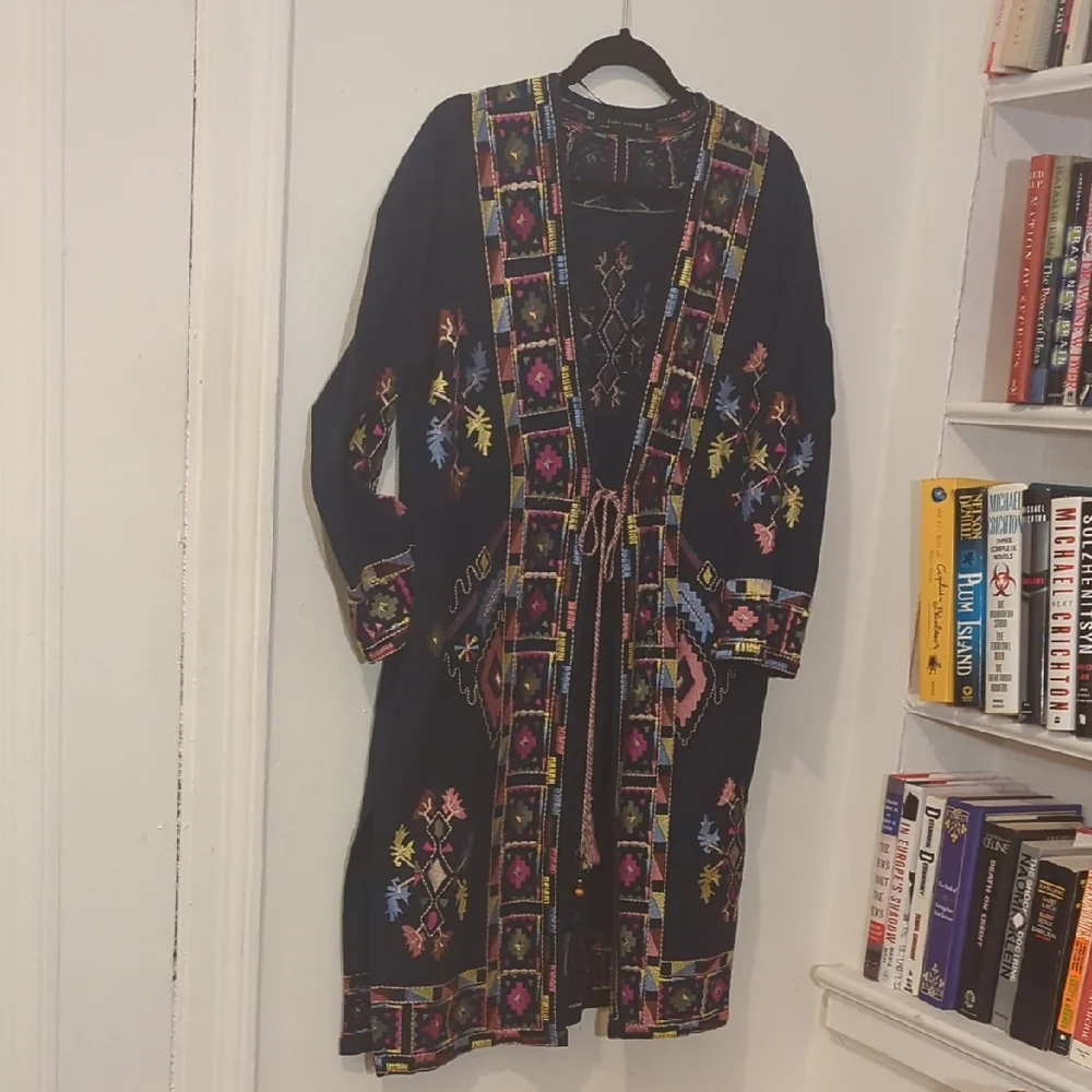 Zara 3/5 Navy Embroidered Jacket Size S - Picture 3 of 7